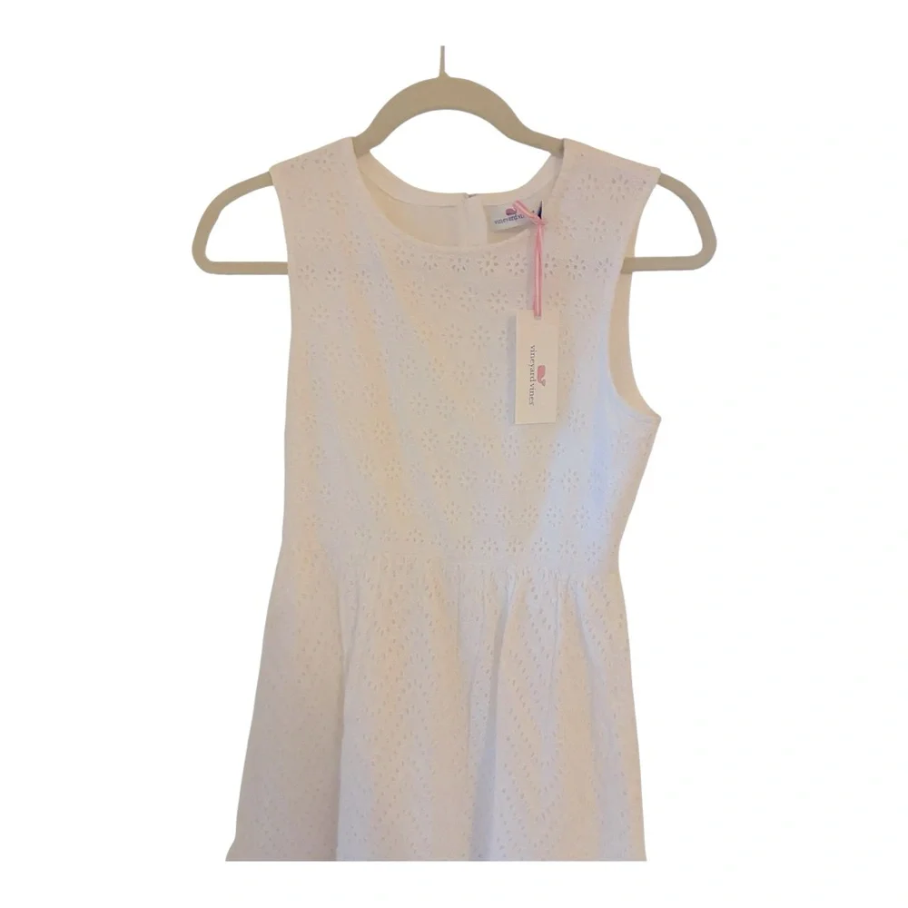 NWT Vineyard Vines Allamanda Sleeveless White Eyelet Dress Size 0 - Picture 5 of 9